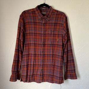 Eddie Bauer Plaid Flannel Button‎ Down Shirt Classic Fit 100% Cotton Mens Size L